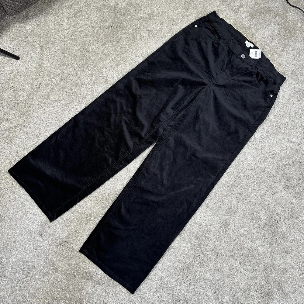NEW J. Jill Velveteen High Rise Full Straight Leg Pants in Black Size 16 - Picture 3 of 16